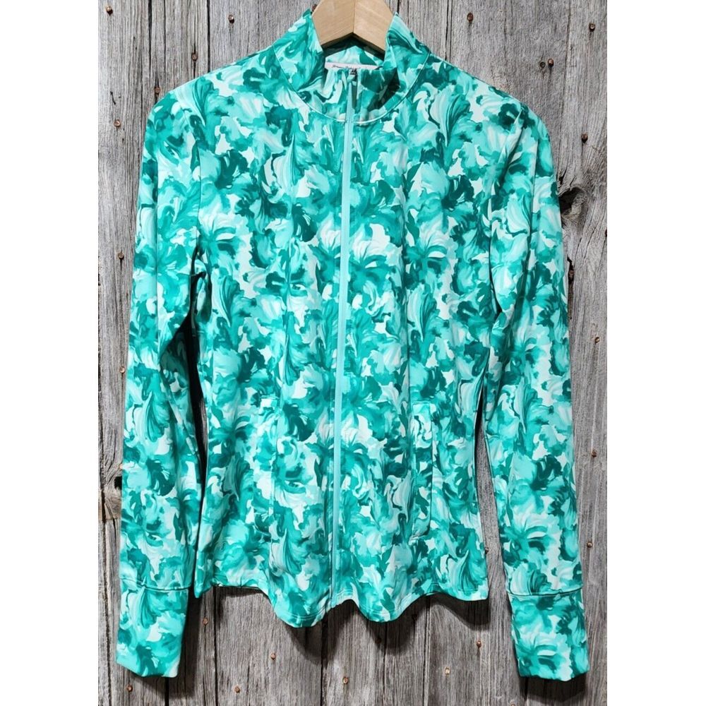 women's TOMMY BAHAMA Full Zip ACTIVE Jacket top Green golf‎ tennis size Small